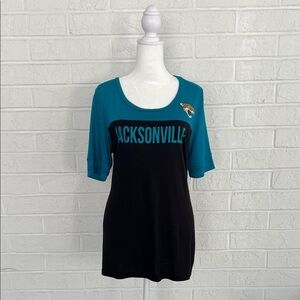 Jacksonville Women's Teal and Black short Sleeve Top Size Large